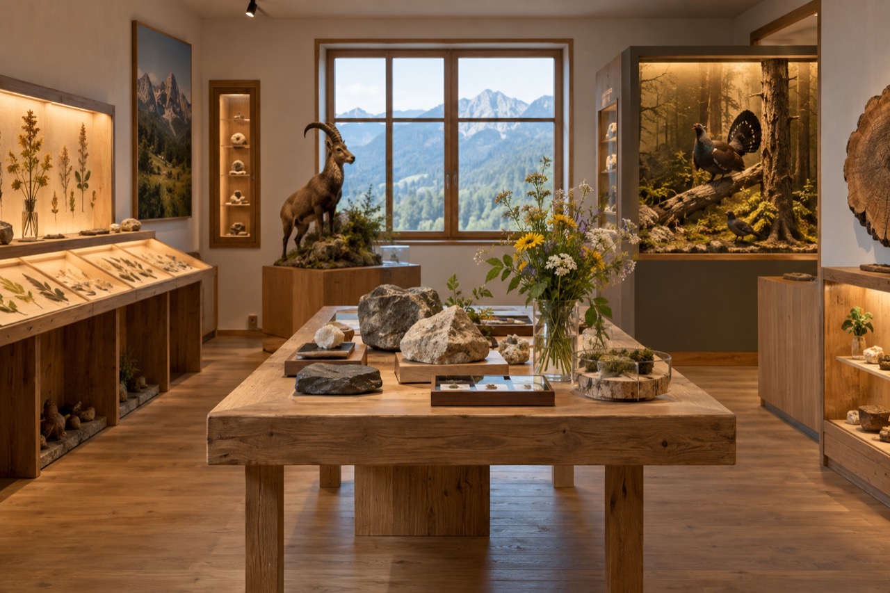 Alpines Regionalmuseum mit natur- und heimatkundlichen Exponaten; KI-Symbolbild, keine Aufnahme des angekündigten Museums.